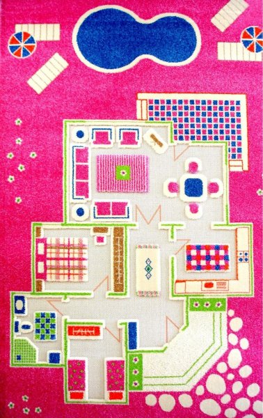 Детский игровой ковер "Домик", розовый 100х200