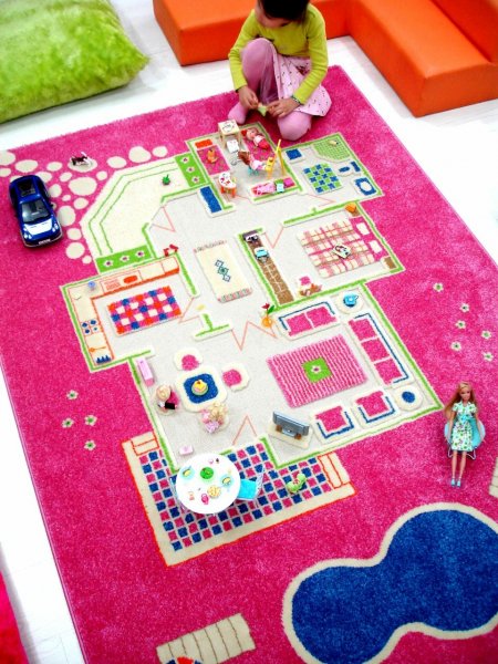 Детский игровой ковер "Домик", розовый 160х230