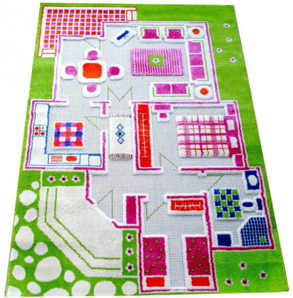 Детский игровой ковер "Домик", зеленый 100х150