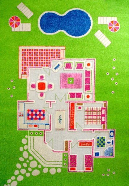 Детский игровой ковер "Домик", зеленый 160х230