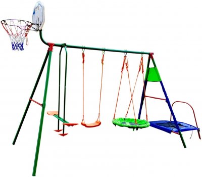 Детский комплекс с батутом и баскетболом DFC MTB-01 (два короба)