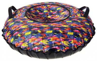 Санки надувные Тюбинг Oxford Принт Яркие кисти + автокамера, диаметр 110 см