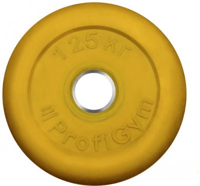 Диск ProfiGym обрезиненный d 26 мм жёлтый 1,25 кг