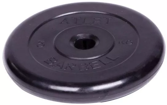 Диск обрезиненный Barbell Atlet d 31 мм чёрный 5 кг
