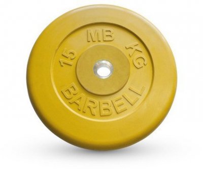 Диск обрезиненный Barbell d 26 мм цветной 15 кг