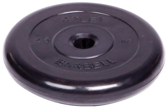 Диск обрезиненный Barbell Atlet d 31 мм чёрный 2,5 кг