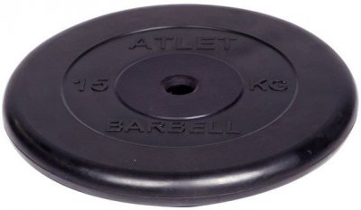 Диск обрезиненный Barbell Atlet d 26 мм чёрный 15 кг
