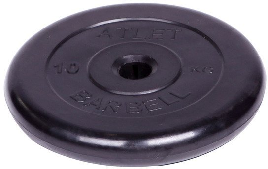 Диск обрезиненный Barbell Atlet d 31 мм чёрный 10 кг