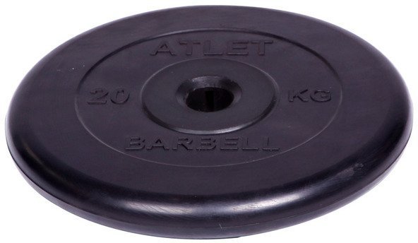 Диск обрезиненный Barbell Atlet d 31 мм чёрный 20 кг