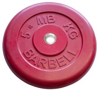 Диск обрезиненный Barbell d 26 мм цветной 5 кг