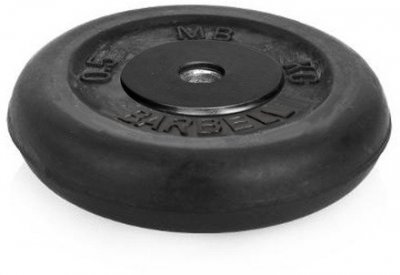 Диск обрезиненный Barbell d 26 мм чёрный 0,5 кг