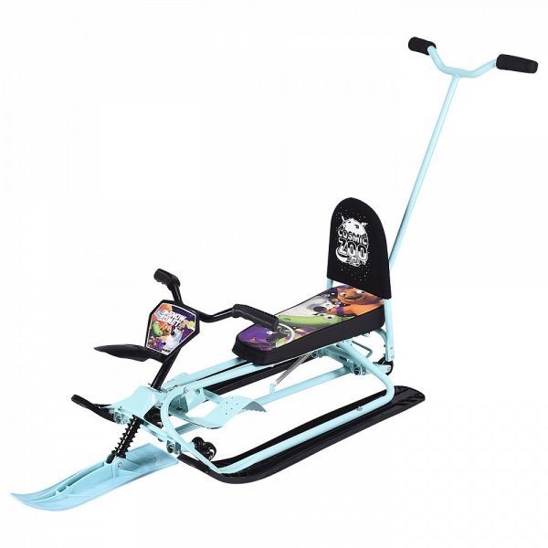 Детский снегокат-трансформер с колесиками, спинкой, толкателем Small Rider Snow Comet 2 Deluxe аква