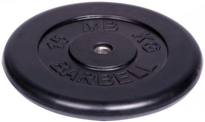 Диск обрезиненный Barbell d 26 мм чёрный 15 кг