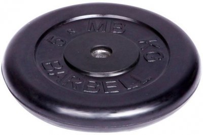 Диск обрезиненный Barbell d 26 мм чёрный 5 кг