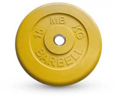 Диск обрезиненный Barbell d 31 мм цветной 15 кг