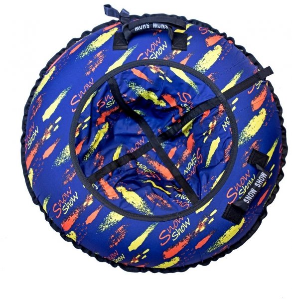Санки надувные Тюбинг RT Краски на синем + автокамера, диаметр 105 см