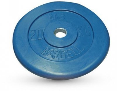 Диск обрезиненный Barbell d 31 мм цветной 20 кг