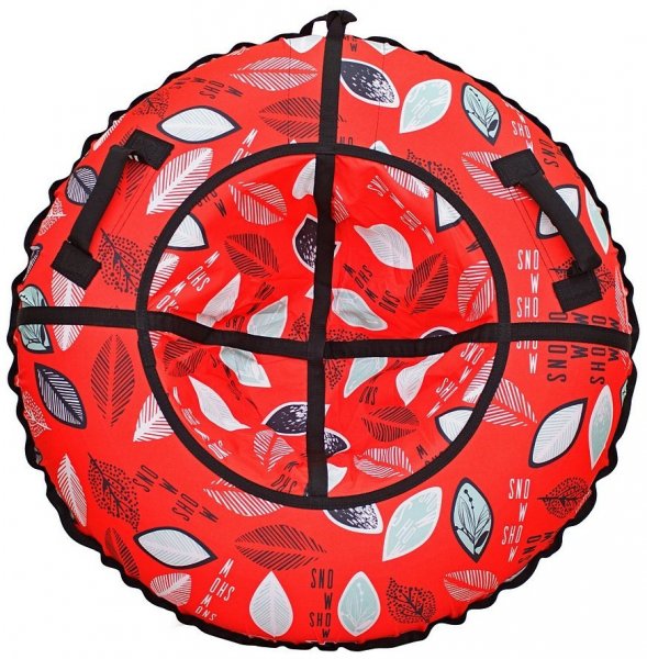 Санки надувные Тюбинг RT Листья на красном + автокамера, диаметр 105 см