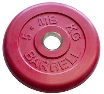 Диск обрезиненный Barbell d 31 мм цветной 5 кг