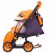 Санки-коляска SNOW GALAXY City-1 Панда на оранжевом на больших колёсах Ева+сумка+варежки