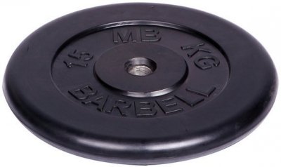 Диск Barbell 15 кг. d-31 мм. обрезиненный чёрный