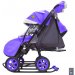 Санки-коляска SNOW GALAXY City-1 Серый Зайка на фиолетовом на больших колёсах Ева+сумка+варежки 