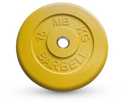 Диск обрезиненный Barbell d 51 мм цветной 15 кг