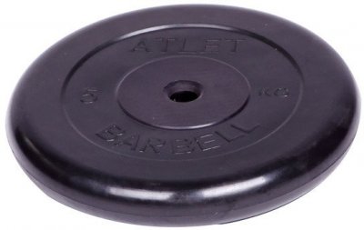 Диск обрезиненный Barbell Atlet d 26 мм чёрный 5 кг