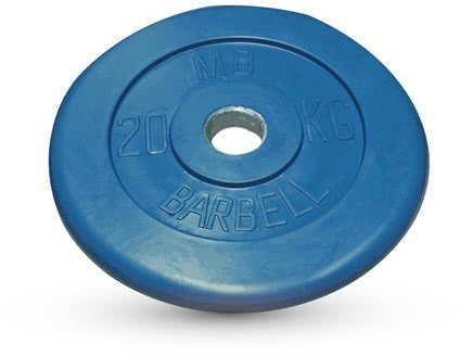 Диск обрезиненный Barbell d 51 мм цветной 20 кг