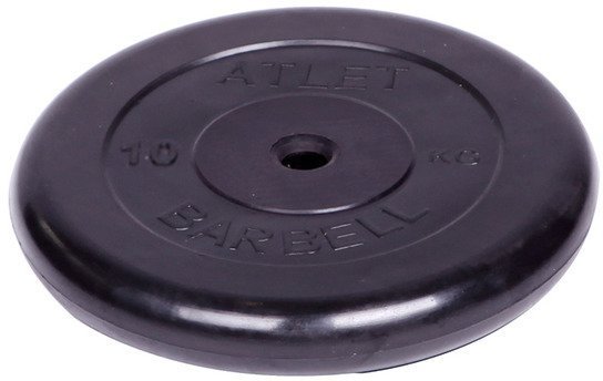 Диск обрезиненный Barbell Atlet d 26 мм чёрный 10 кг