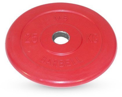 Диск обрезиненный Barbell d 51 мм цветной 25 кг