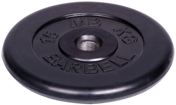 Диск обрезиненный Barbell d 51 мм чёрный 15 кг