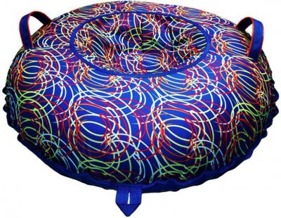 Санки надувные Тюбинг Oxford Принт Цветные спирали + автокамера, диаметр 110 см