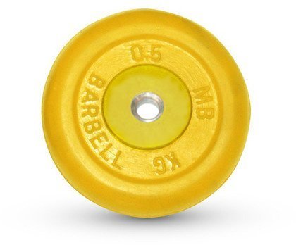 Диск обрезиненный Barbell d 26 мм цветной 0,5 кг
