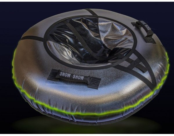 Санки надувные Тюбинг RT NEO со светодиодами чёрный + автокамера, диаметр 105 см