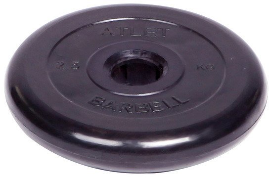 Диск обрезиненный Barbell Atlet d 51 мм чёрный 2,5 кг