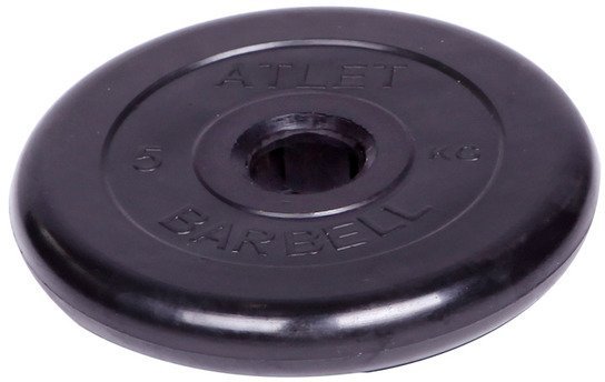 Диск обрезиненный Barbell Atlet d 51 мм чёрный 5 кг