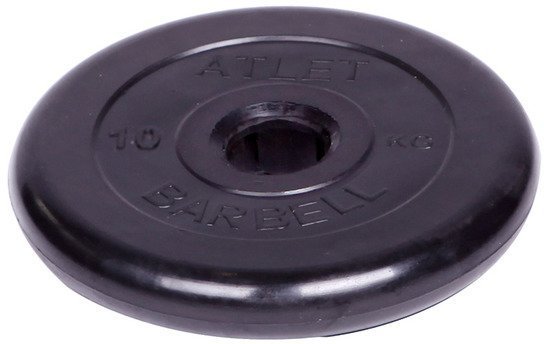 Диск обрезиненный Barbell Atlet d 51 мм чёрный 10 кг