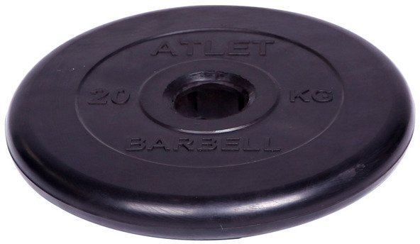Диск обрезиненный Barbell Atlet d 51 мм чёрный 20 кг