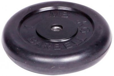 Диск обрезиненный Barbell d 26 мм чёрный 1 кг