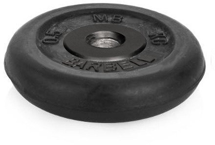 Диск обрезиненный Barbell d 31 мм чёрный 0,5 кг