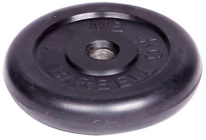 Диск обрезиненный Barbell d 31 мм чёрный 1 кг