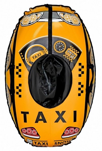 Санки надувные овальные Тюбинг МАШИНКА Taxi Snow жёлтая  автокамера