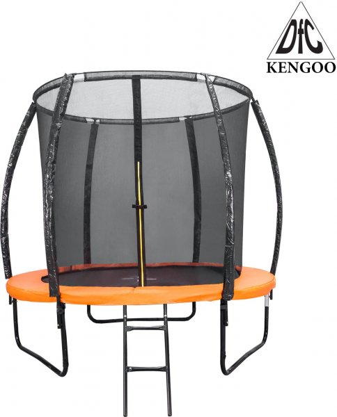 Батут DFC KENGOO II 6ft внутр.сетка, лестница, оранж/черн (183см)