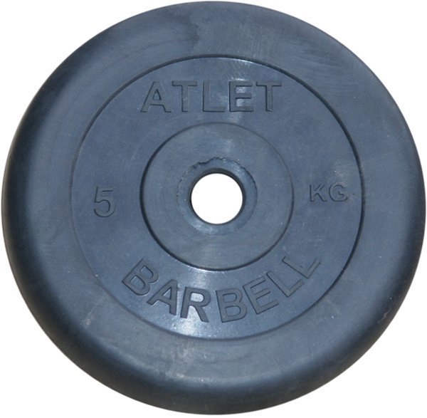 Диск обрезиненный, чёрного цвета, 31 мм, 5 кг Atlet