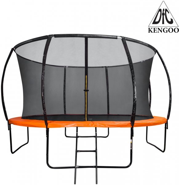 Батут DFC KENGOO II 12ft внутр.сетка, лестница, оранж/черн (366см) (два короба)