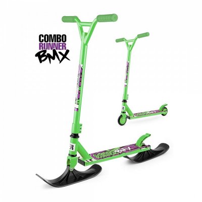 Трюковый самокат-снегокат с лыжами и колесами Small Rider Combo Runner BMX (зеленый)