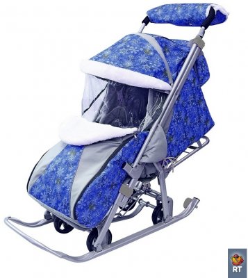 Санки-коляска SNOW GALAXY 1 Синие снежинки
