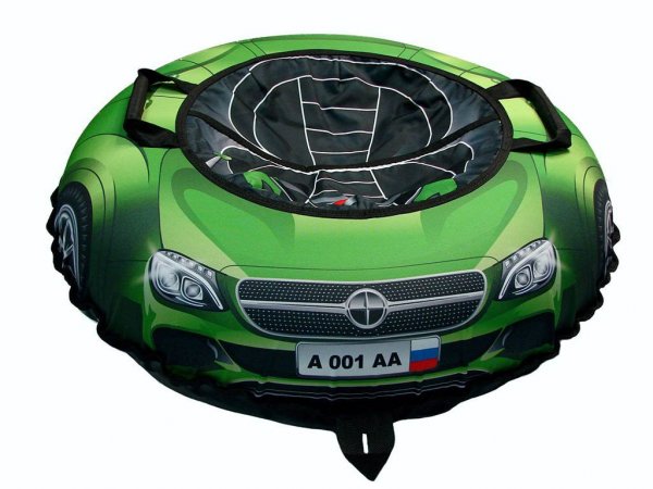 Санки надувные Тюбинг Эксклюзив SUPER CAR Mercedes зелёный автокамера, диаметр 100 см