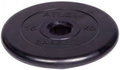 Диск обрезиненный Barbell Atlet d 51 мм чёрный 15 кг